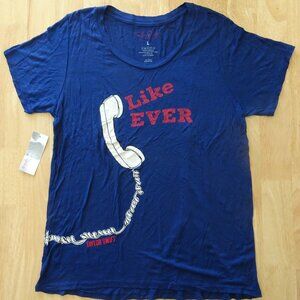 Taylor Swift T Shirt, "Like Ever", 2012, Telephone, Blue, Vintage LARGE NWT